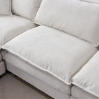 105' Modular Sectional Couch,Upholstered Soft Chenille Fabric Sofa,3 Seater with Ottoman L Shape Sofa Beige - Grand Goldman Shop