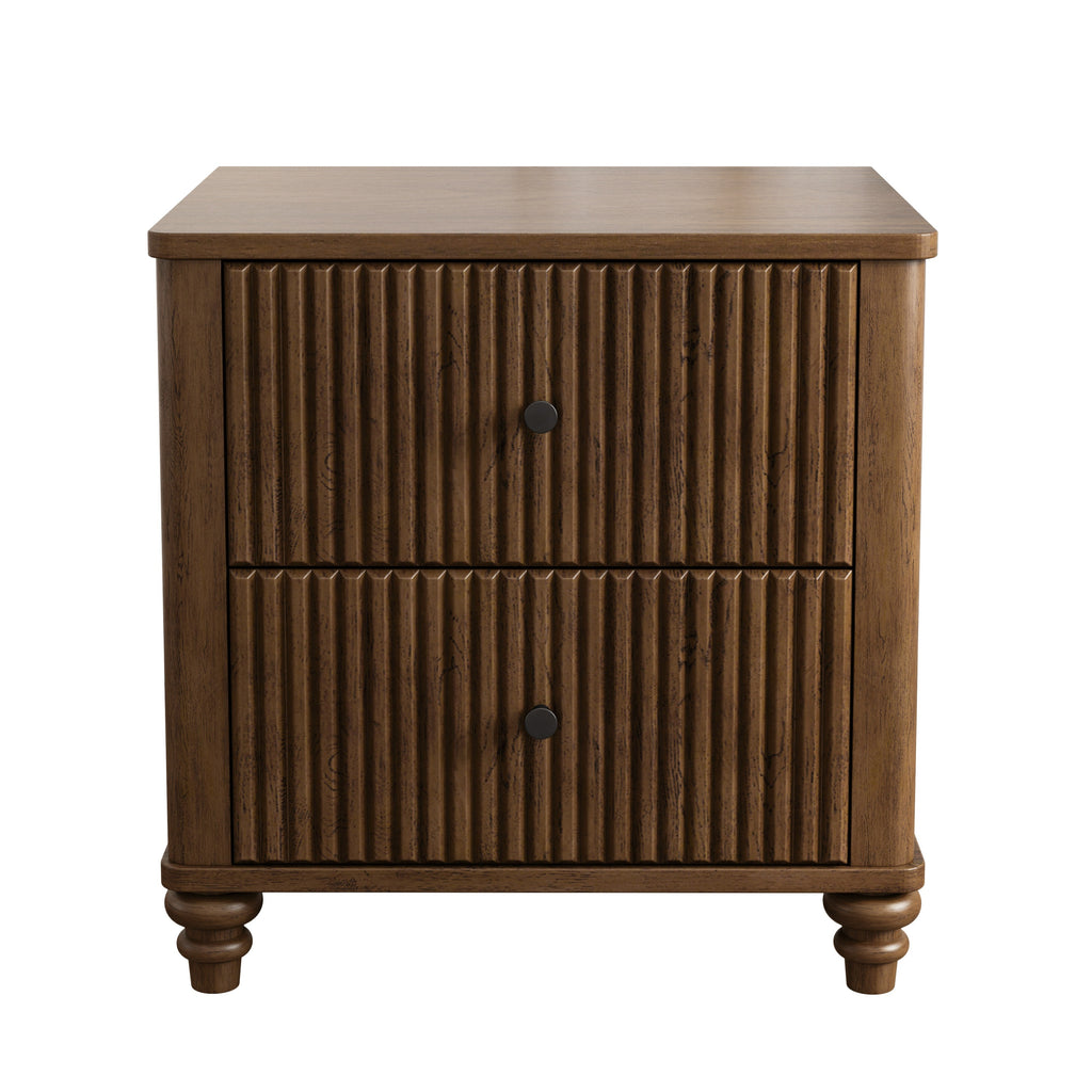 3-Piece Bedroom Set with Queen Bed and 2 Nightstands, Walnut Brown - Grand Goldman Shop