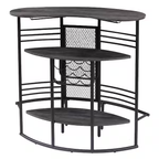 Oval Bar Table with Wood Counter Top and Wine Rack Storage, Wine Bakers Rack for Dining Room, Gray - Grand Goldman Shop