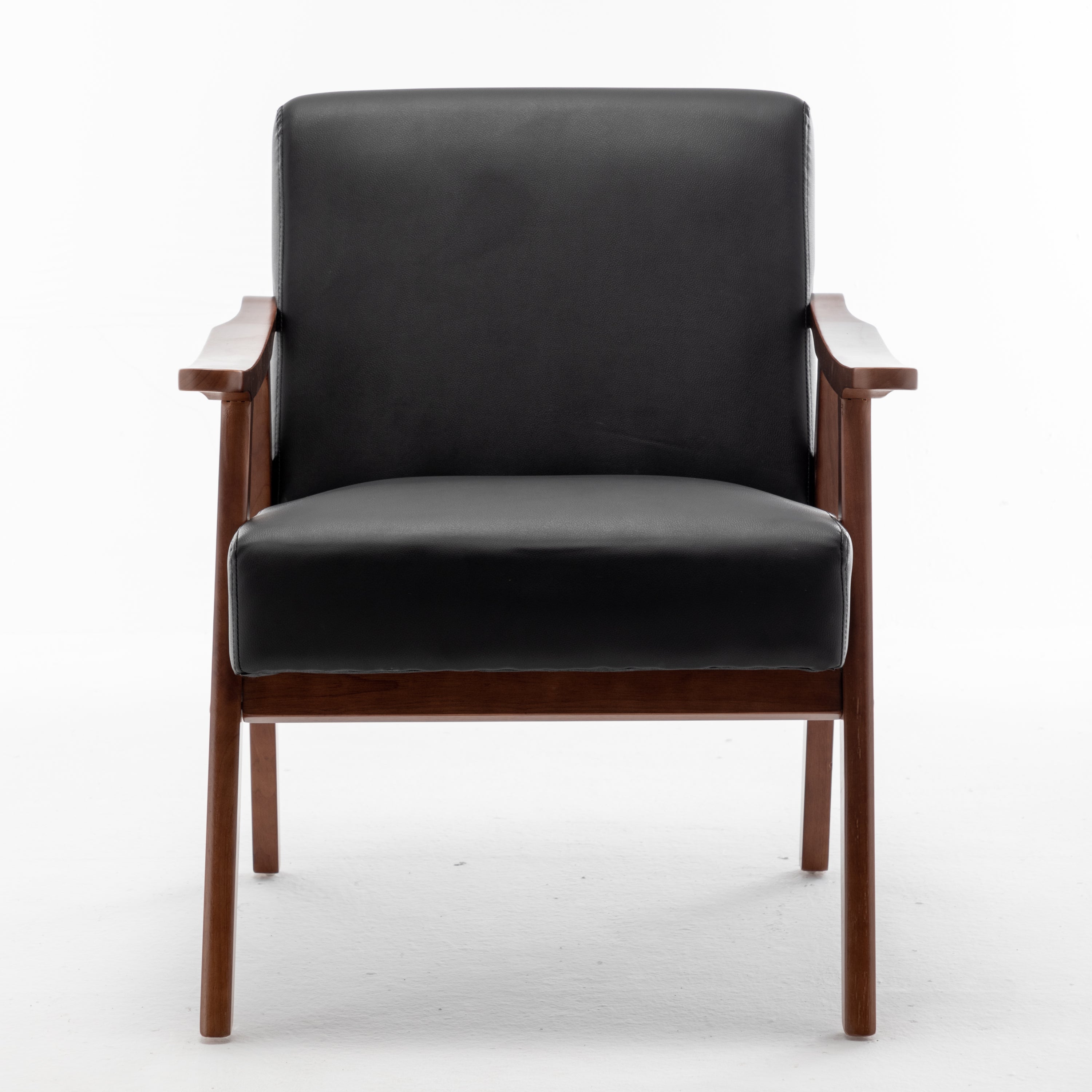 Mid-Century Modern Wingback Accent Chair with Solid Wood Frame and Extra-Thick Backrest – Lounge Chair for Living Room, Bedroom, or Reading Room - Grand Goldman Shop