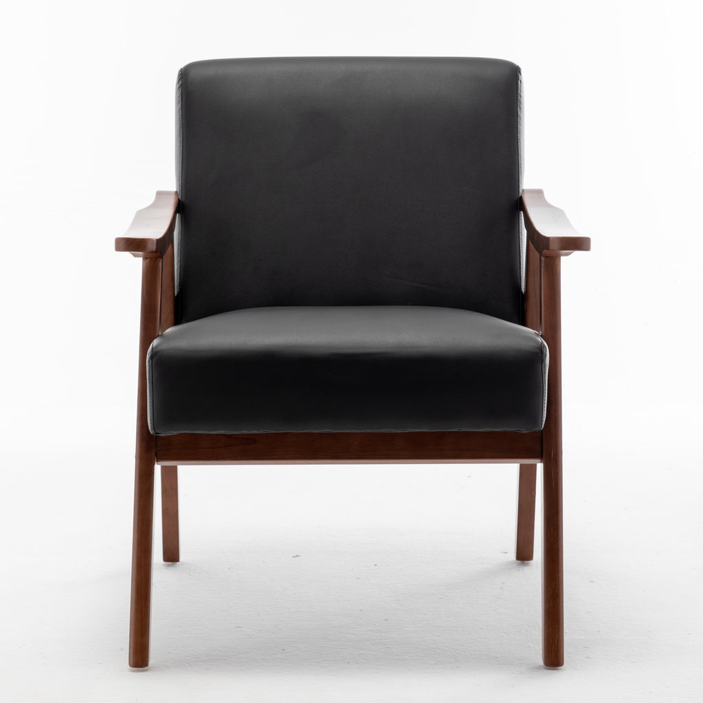 Mid-Century Modern Wingback Accent Chair with Solid Wood Frame and Extra-Thick Backrest – Lounge Chair for Living Room, Bedroom, or Reading Room - Grand Goldman Shop