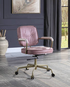 Siecross Pink Top Grain Leather Office Chair | Premium Home Decor - Grand Goldman