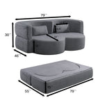 Folding sofa bed, floor sofa, convertible teddy bear fabric foam filled sleeper futon double sofa, suitable for living room, guest, office and apartment (gray) - Grand Goldman Shop