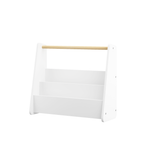 Kids Bookshelf with Wooden Handle, 2-Tier Front-Facing Toddler Bookcase, Portable Children's Book Storage Organizer for Bedro