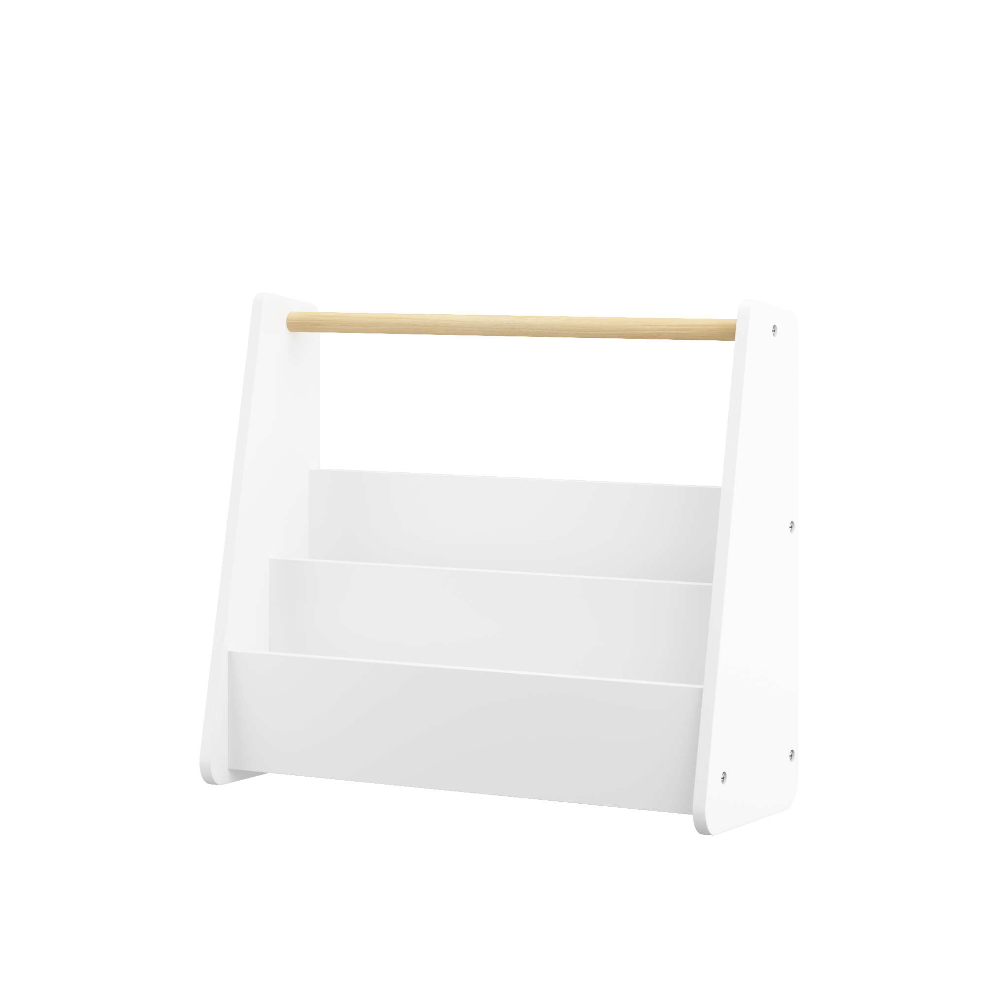 Kids Bookshelf with Wooden Handle, 2-Tier Front-Facing Toddler Bookcase, Portable Children's Book Storage Organizer for Bedro