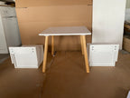 Kids Table and 2 Chair Set with Storage Bins, 3-Piece Toddler Activity Play Table for Arts & Crafts, Reading, Drawing, Wooden