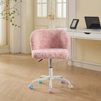 Stylish A&A Furniture Office Chair,Artificial rabbit hair Home Office Chair with Metal Base,Adjustable Desk Chair Swivel Offi
