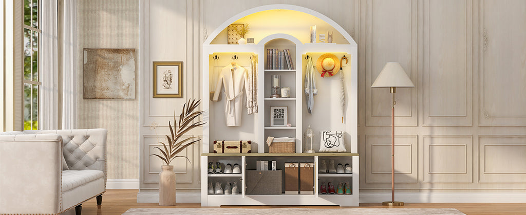 Multi-functional wardrobe/entrance wardrobe, equipped with shoe racks, clothes hangers and hooks. Wardrobe - A wardrobe is made of sturdy medium-density fiberboard with modern design and practical sto - Grand Goldman Shop