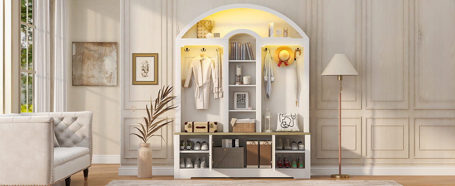Multi-functional wardrobe/entrance wardrobe, equipped with shoe racks, clothes hangers and hooks. Wardrobe - A wardrobe is made of sturdy medium-density fiberboard with modern design and practical sto - Grand Goldman Shop