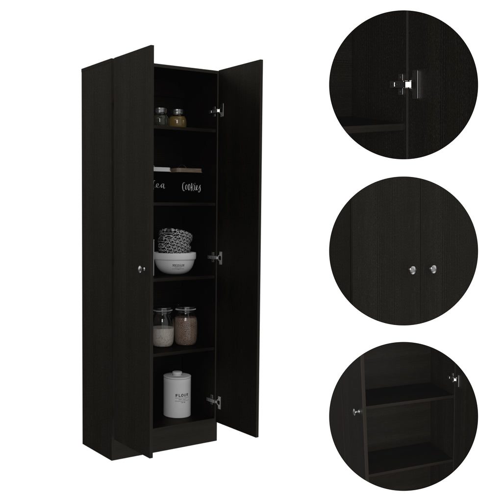 Multistorage Pantry Cabinet, Five Shelves, Double Door Cabinet -Black | Premium Home Decor - Grand Goldman
