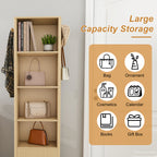360° Rotating Makeup Cabinet in Walnut with Full-Length Mirror, Jewelry Storage, Coat Rack, 4 Open Shelves & 2 Built-In Shelves - Grand Goldman Shop