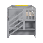 Solid Pine Wood Twin Low Loft Bed with Stair, Drawer, and Shelf in Grey Finish - Grand Goldman Shop