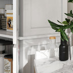HOMCOM 72.5' Freestanding Kitchen Pantry Cabinet, Tall Storage Cabinet with 4 Doors and 2 Adjustable Shelves for Dining Room, White Wood Grain - Grand Goldman Shop