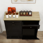 Two Drawers and Two-Compartment Tilt-Out Trash Cabinet Kitchen Trash Cabinet-Black - Grand Goldman Shop
