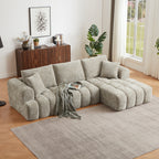 Chenille L-Shape Luxury Sectional Oversized Sofa,Mnimalist Design,Comfy Sleeper Couch for Living Room,Apartment&Reception Spaces,No Assembly Required - Grand Goldman Shop