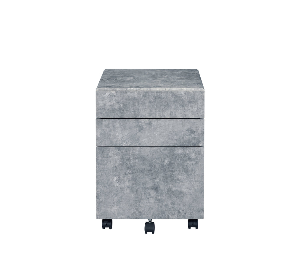 Jurgen Faux Concrete & Silver Finish File Cabinet | Premium Home Decor - Grand Goldman