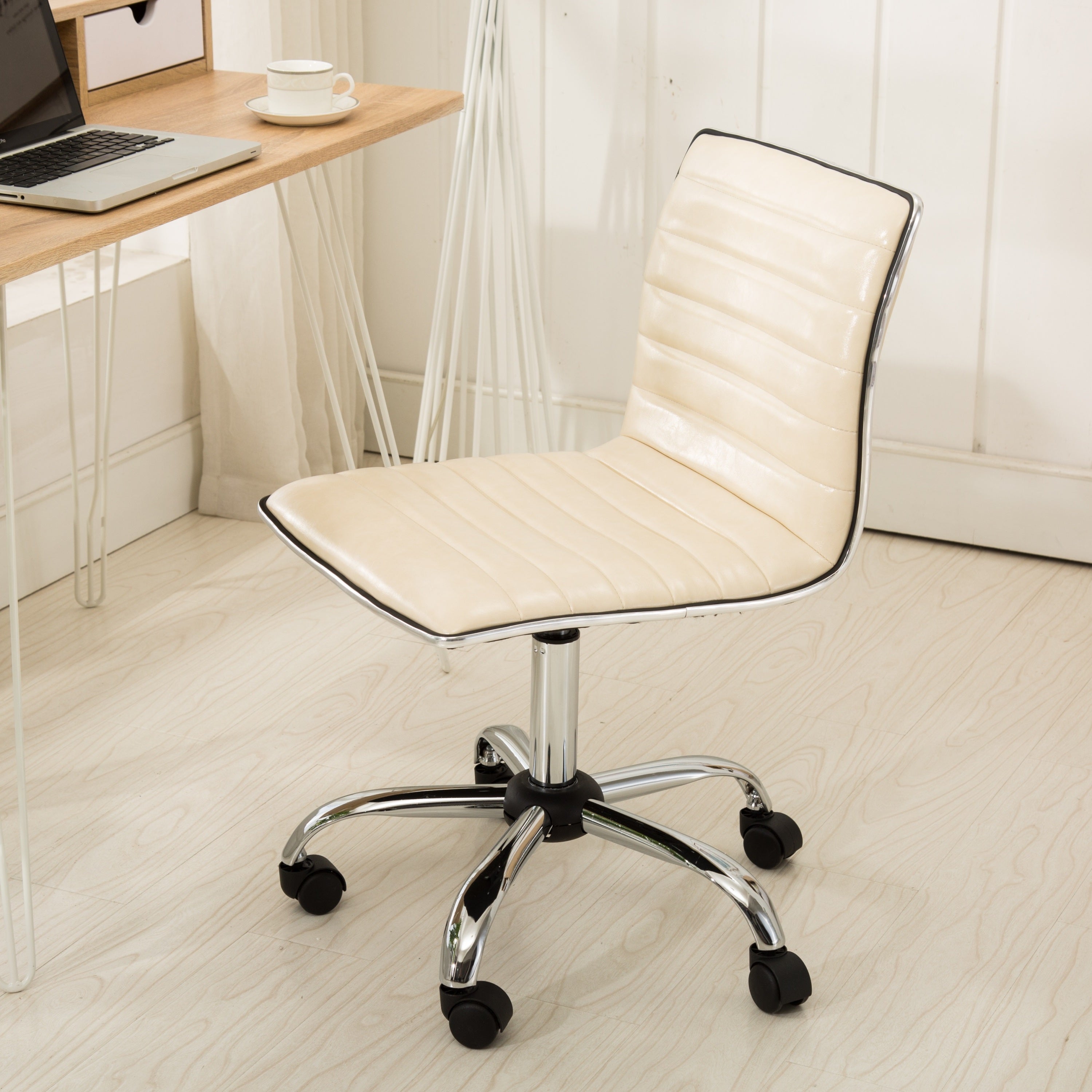 Fremo Chromel Adjustable Air Lift Office Chair, Beige - Grand Goldman