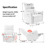 270° Power Swivel Rocker Recliner Chair for Adults, Swivel Rocking Recliner Chair,Electric Small Recliners for Small Spaces, Single Sofa Recliner for Living Room, Bedroom,RV (Fabric Gray+270°Swivel) - Grand Goldman Shop