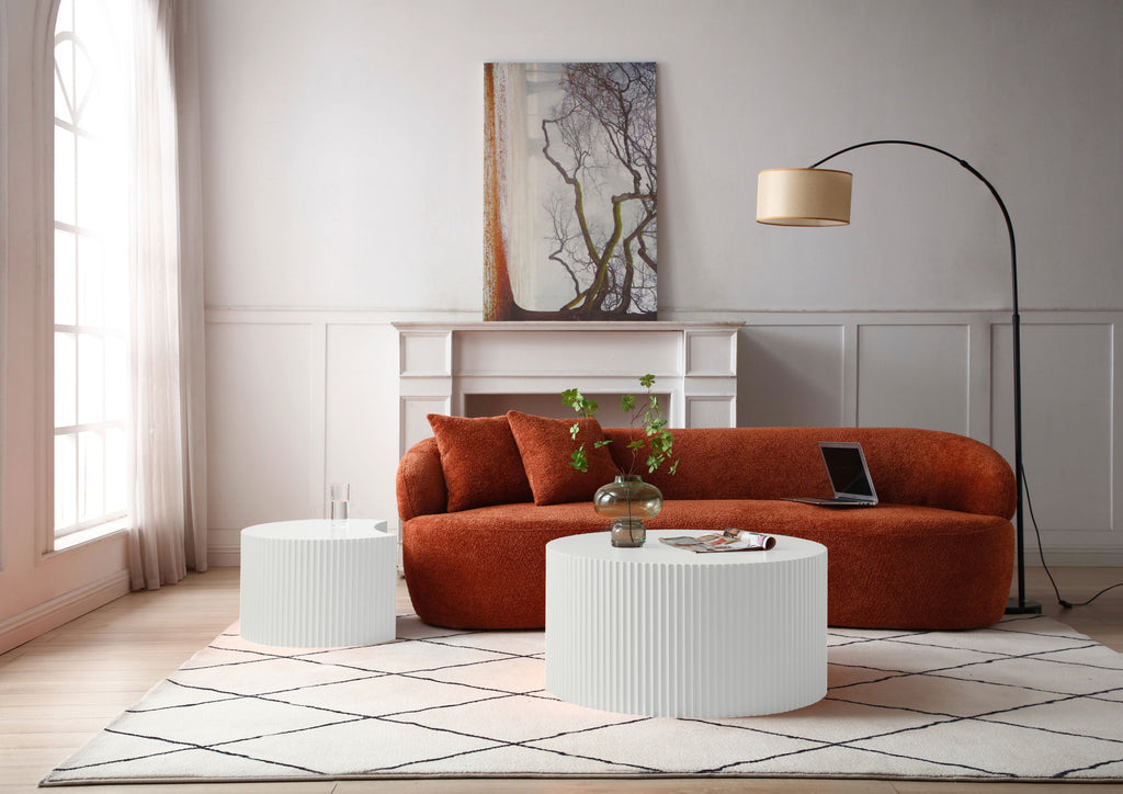 White Nesting table set of 2, Handcraft Relief MDF Coffee Table for Living Room/Office/Leisure Area(Same Sku:W876P271185) - Grand Goldman Shop