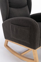 049-Teddy Fabric Rocking Chair With Packet Wood Legs,Dark Gray - Grand Goldman Shop