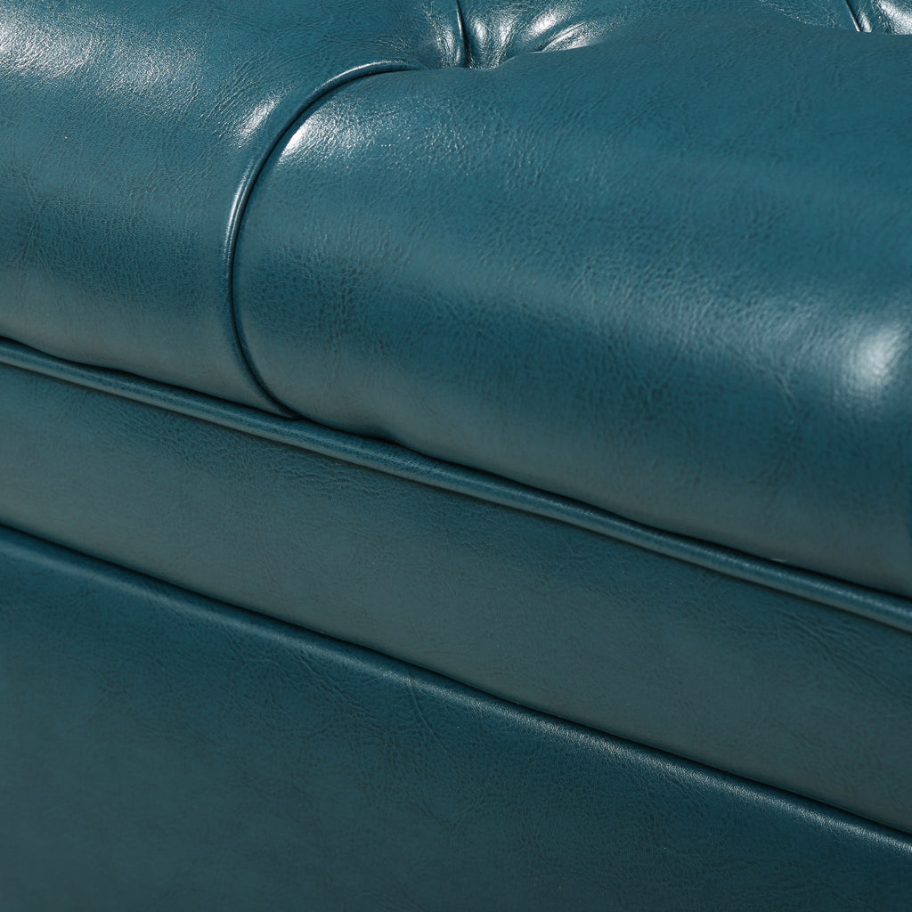 JULIANA Teal PU Storage Ottoman with Spacious Interior - Grand Goldman Shop