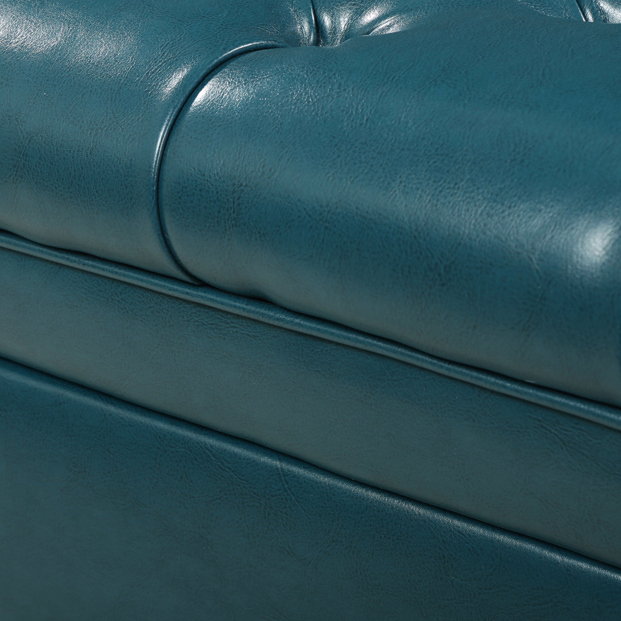 JULIANA Teal PU Storage Ottoman with Spacious Interior - Grand Goldman Shop