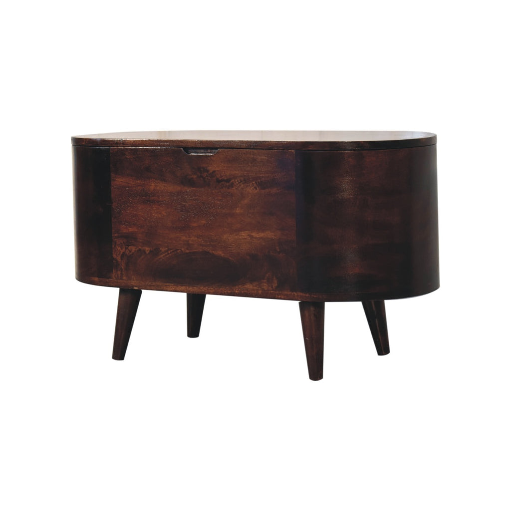 Solid Wood Light Rounded Lid-up Blanket Box, Walnut, Dark Brown - Grand Goldman Shop