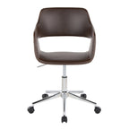 Contemporary Task Chair in Chrome Metal and Espresso Faux Leather - Grand Goldman