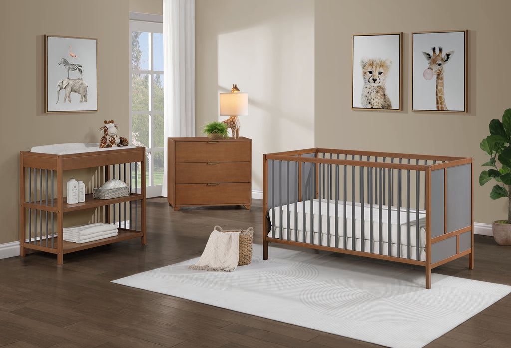 Pixie Finn 3-in-1 Crib in Walnut/Charcoal - Grand Goldman