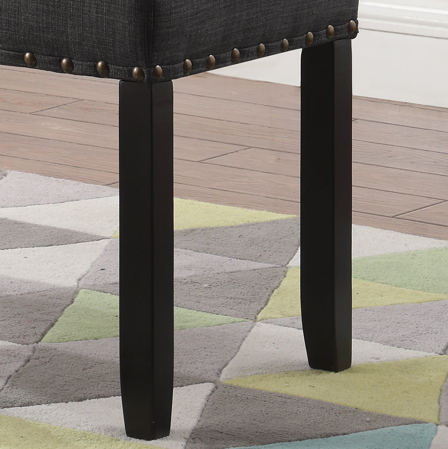 Biony Fabric Dining Bench with Nailhead Trim, Grey - Grand Goldman Shop