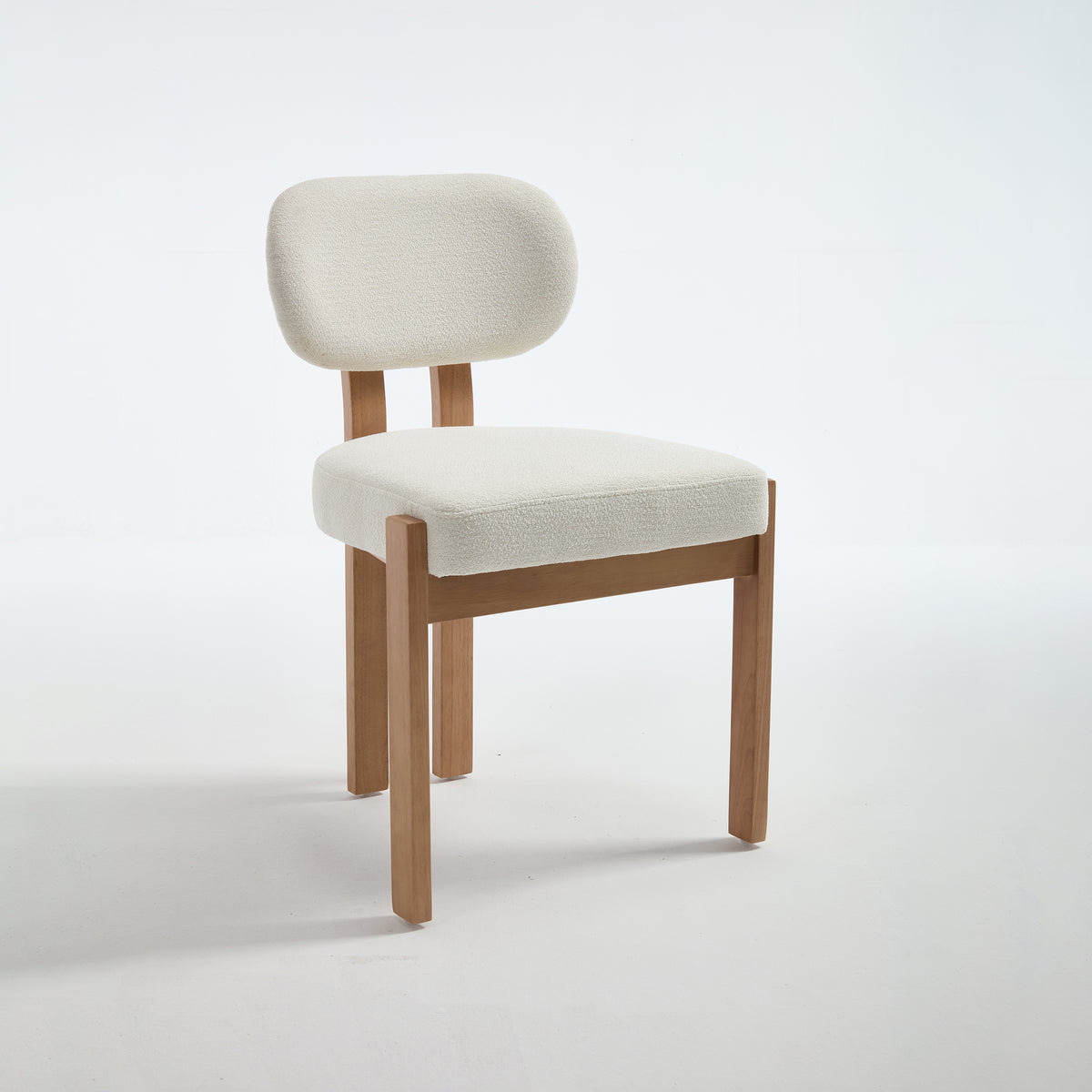 Modern Farmhouse Dining Chairs Set of 2 in Beige, Fabric Upholstered Wooden Kitchen Chairs with Ergonomic Backrest and Adjustable Feet, Rubber Wood Frame - Grand Goldman Shop