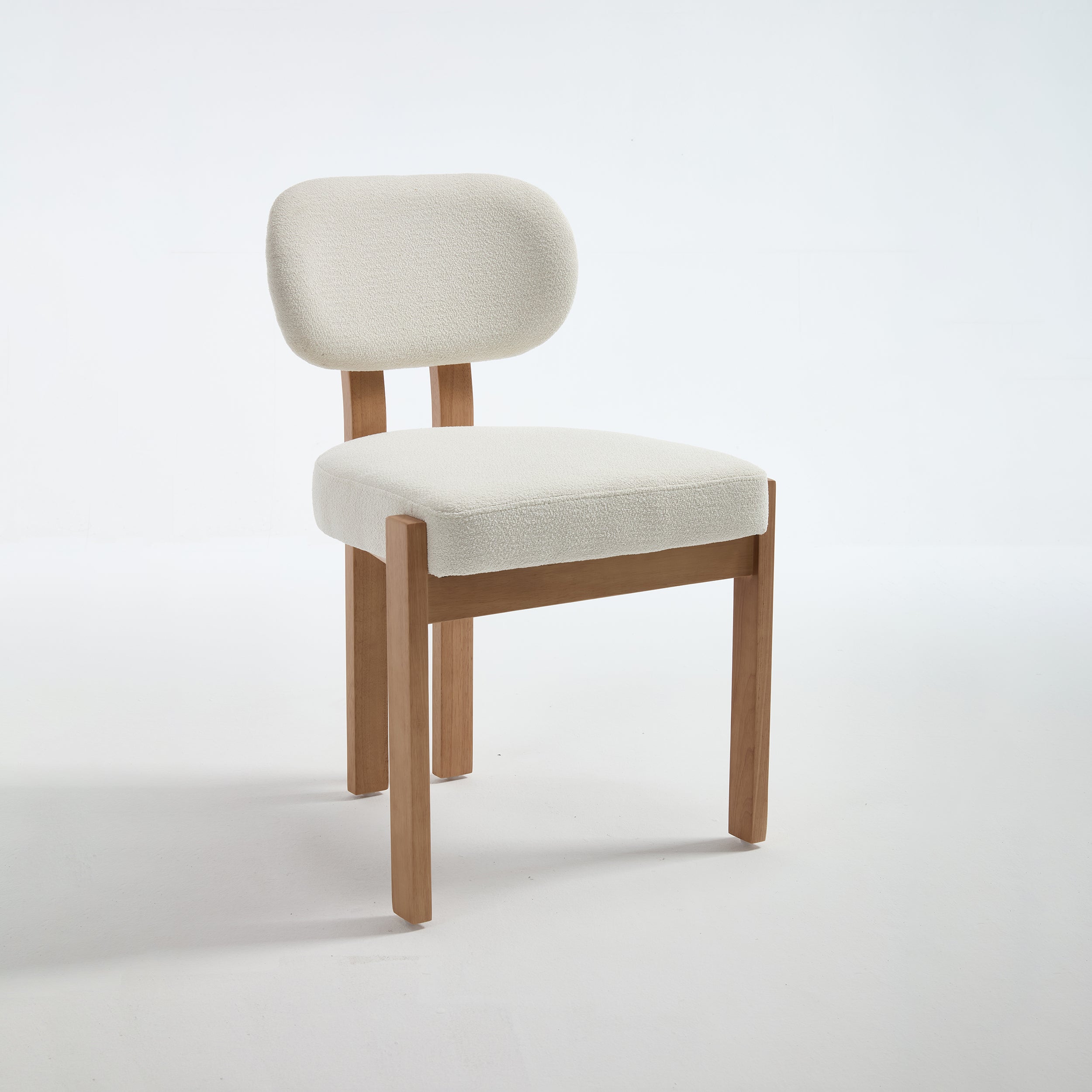 Modern Farmhouse Dining Chairs Set of 2 in Beige, Fabric Upholstered Wooden Kitchen Chairs with Ergonomic Backrest and Adjustable Feet, Rubber Wood Frame - Grand Goldman Shop