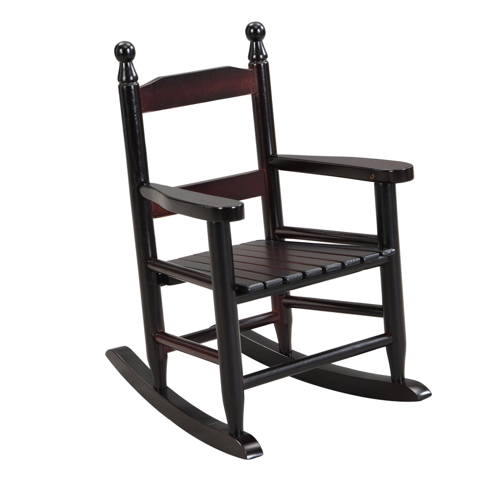 Oak Style Children's Rocking Chair for Indoor or Outdoor - Espresso Populus Wood - 14.17 x 18.90 x 22.44 inches - Grand Goldm