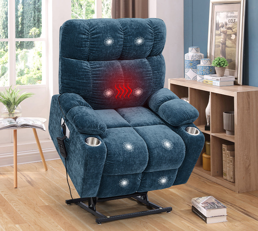 Liyasi Dual OKIN Motor Power Lift Recliner Chair  for Elderly Infinite Position Lay Flat 180° Recliner with Heat Massage - Grand Goldman Shop
