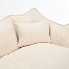 Comfortable Dual Beanbag Chair with High Resilience Foam Core for Two People in Beige Chenille - Grand Goldman Shop