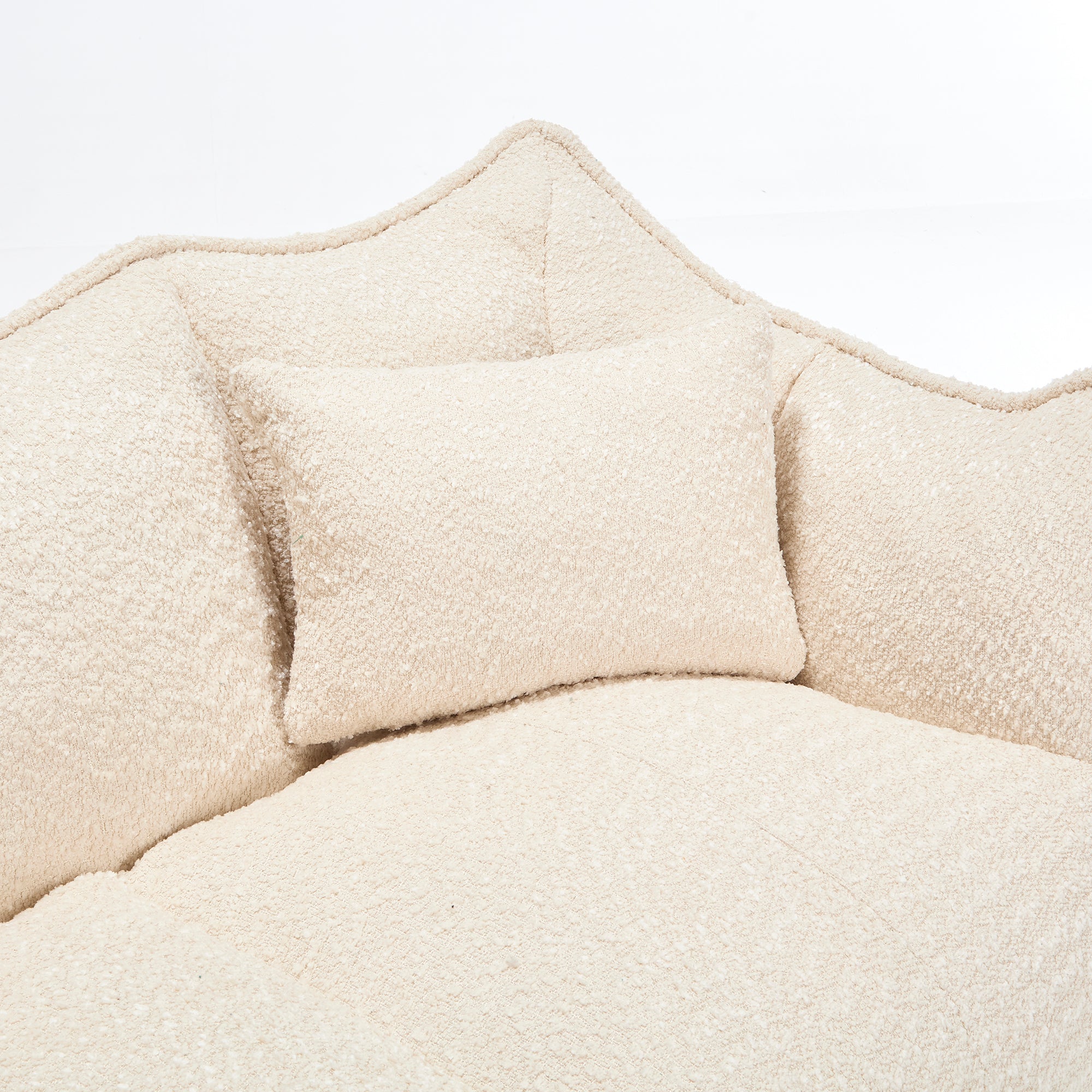 Comfortable Dual Beanbag Chair with High Resilience Foam Core for Two People in Beige Chenille - Grand Goldman Shop