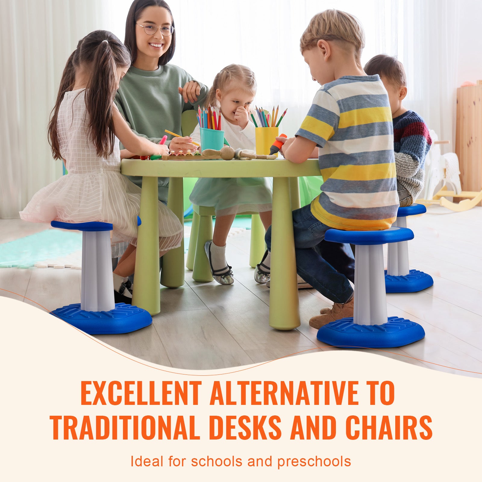 Kids Wobble Chair, Active Chair with Sponge Cushion, Wobble Stool Improves Focus, Posture and Calm Children, Ideal for School