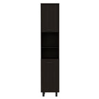 Hobart Pantry, Four Legs, Three Interior Shelves, Two Shelves, Two Cabinets -Black - Grand Goldman