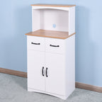 Wooden Kitchen Cabinet White Pantry Storage Microwave Cabinet with Storage Drawer - Grand Goldman Shop