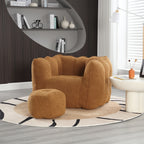 Soft Chenille Bean Bag Chair with High Resilient Foam for Living Room and Bedroom, Comfortable Square Lazy Sofa with Footstool for Adults - Grand Goldman Shop