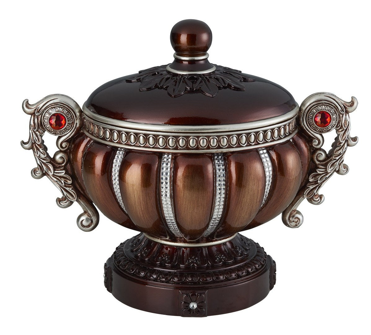11.5' Tall' Delicata' Decorative Jewelry Box, Reddish Bronze with Silver Accents - Grand Goldman Shop