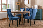 Nikki Collection Modern, High-end Tufted Solid Wood Contemporary Velvet Upholstered Dining Chair with Wood Legs Nailhead Trim 2-Pcs Set,Blue, SW2001BL - Grand Goldman Shop