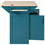 K&K 55.7'' Large Kitchen Island with 2 Drop Leaf,, Rolling Kitchen Cart on 5 Wheels with Power Outlet, Folding Storage Dining Table with Spice & Towel Rack , 3 Drawers, for Kitchen, Dining Room,Green - Grand Goldman Shop