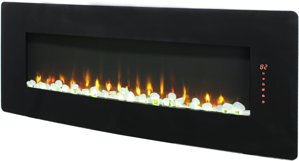 48 inch Curved Front Wall Mounted Electric Fireplace with remote and multi color flame & emberbed - Grand Goldman Shop