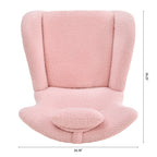 Rocking Chair Nursery, Teddy Upholstered Rocker Glider Chair with High Backrest, Adjustable Headrest & Pocket, Comfy Glider Chair for Nursery, Bedroom, Living Room, Offices, Rubber wood, pink - Grand Goldman Shop