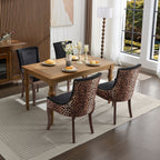 A&A Furniture,Ultra Side Dining Chair, Thickened fabric chairs with neutrally toned solid wood legs, Bronze nail head, Set of 2,Leopard Print - Grand Goldman Shop