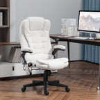 HOMCOM 6 Point Vibrating Massage Office Chair with Heat, Linen High Back Executive Office Chair with Reclining Backrest, Padd