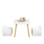Kids Table and 2 Chair Set with Storage Bins, 3-Piece Toddler Activity Play Table for Arts & Crafts, Reading, Drawing, Wooden