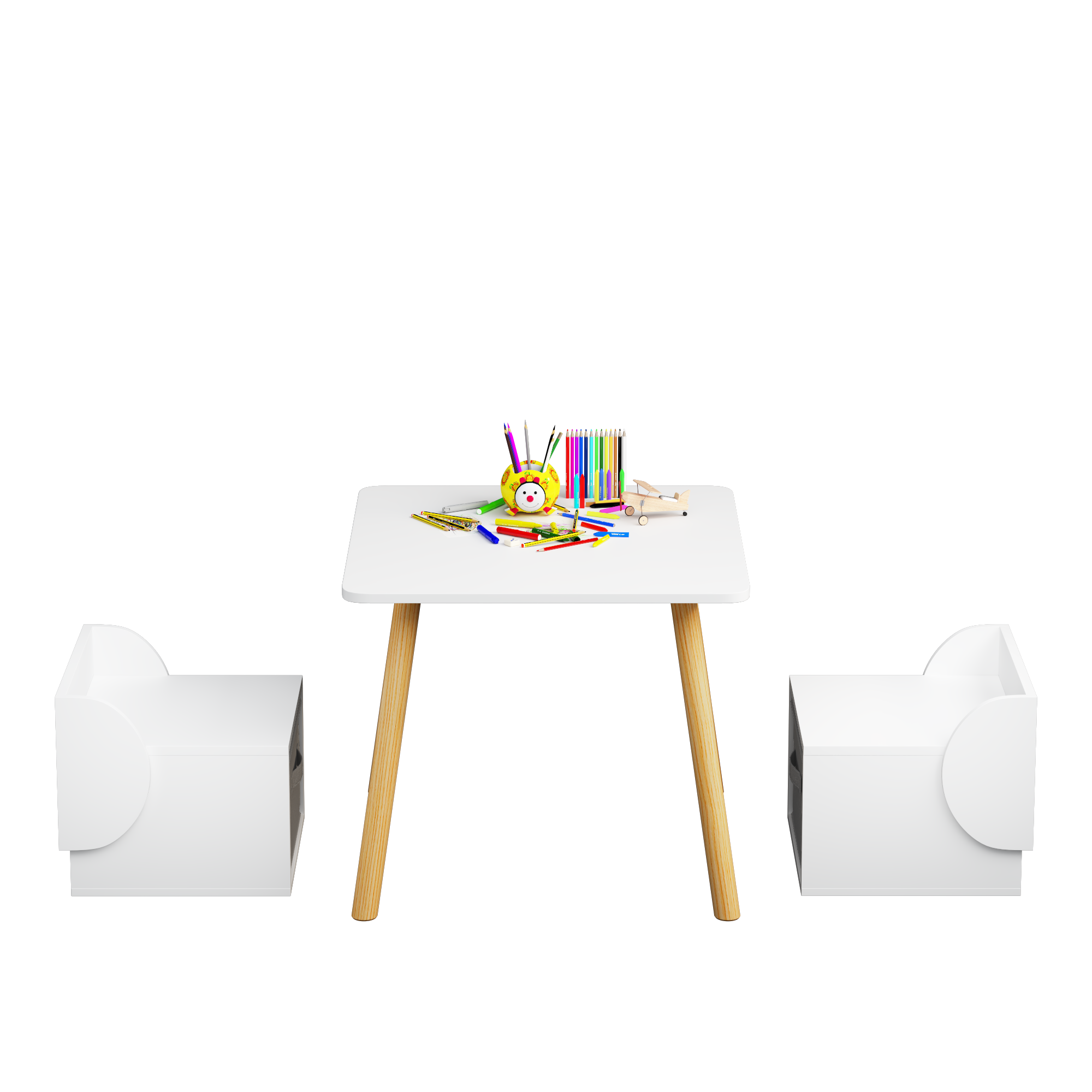 Kids Table and 2 Chair Set with Storage Bins, 3-Piece Toddler Activity Play Table for Arts & Crafts, Reading, Drawing, Wooden