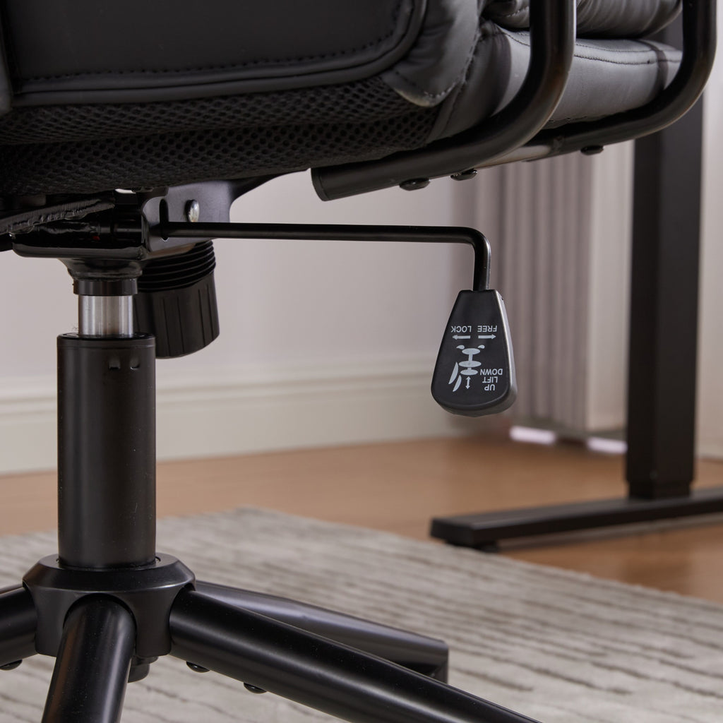 Office Chair,Mid Back Home Office Desk Task Chair with Wheels and Arms Ergonomic PU Leather Computer Rolling Swivel Chair wit